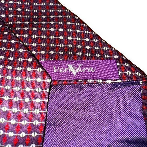 Ventura Tom James Handmade in USA 100% Silk Purple Tie - Picture 5 of 7